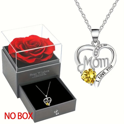 Heart Pendant Necklace, Hollow Heart Rhinestone Jewelry for Women