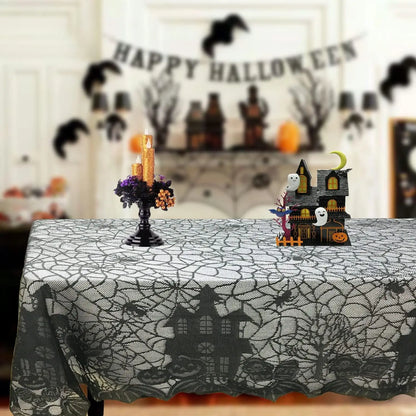 Halloween Spider Web Table Runner – Black Tablecloth Decor