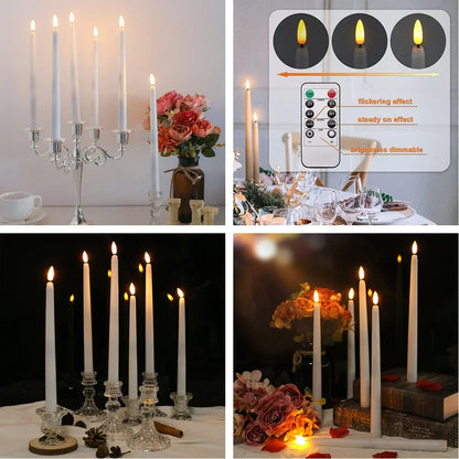 LED Flameless Taper Candles with Remote and Timer, 12/24 Pack