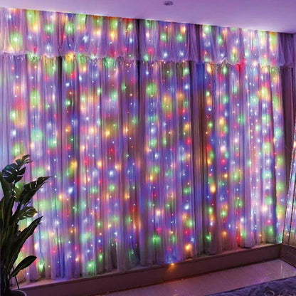 3/6M USB LED Curtain 8Modes Remote Control Lights Holiday Wedding Garland for Bedroom Living Room Decor Ramadan Decorations