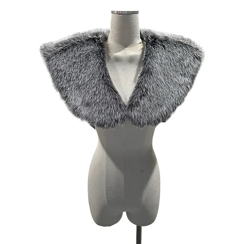 Medieval Viking Fur Cape Shawl Faux Fur Collar Shoulder Cloak Retro Warrior Knight Hunter Pirate Halloween Cosplay Costume
