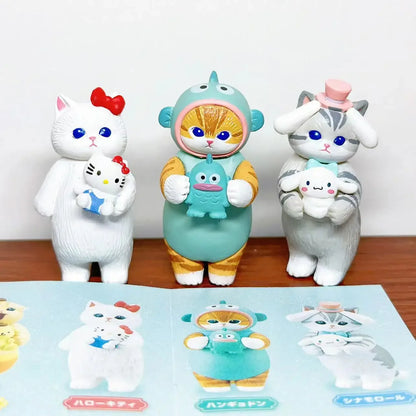 Mufosand Characters Hello Kitty Pompompurin Kuromi Kawaii Cats Neko Blind Box Doll Gift Toy Model Anime Figures Collect Ornament