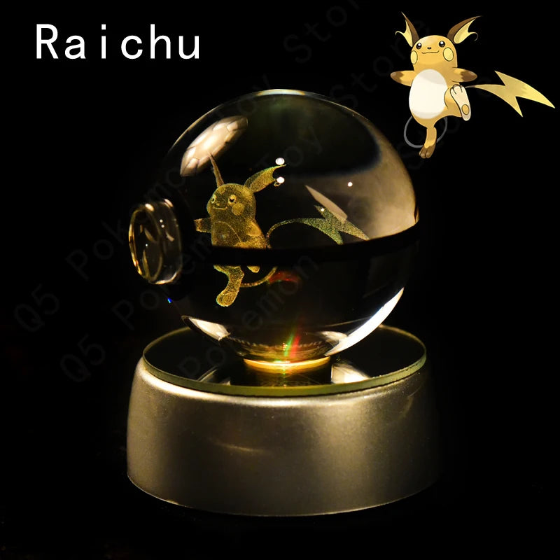 3D Crystal Ball Night Light – LED Glass Lamp with Colorful Base