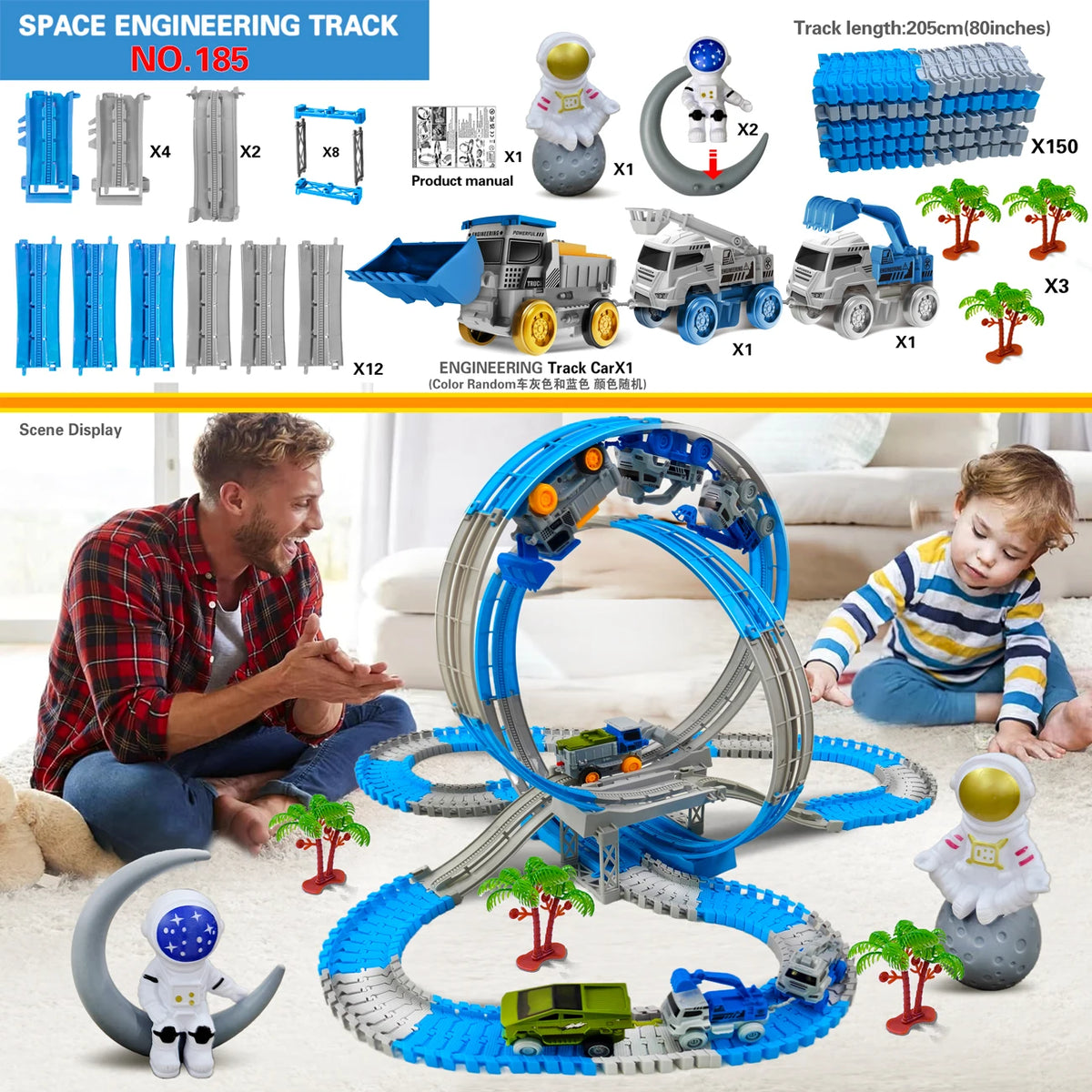Flexible Race Track Toy Car with Magic Climbing Action
