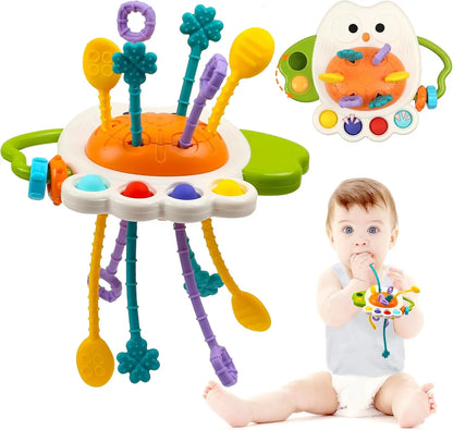 Pull String Toy – Silicone Baby Sensory Teething Montessori Toy