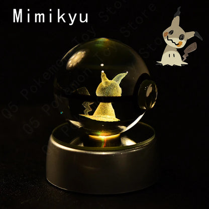 3D Crystal Ball Night Light – LED Glass Lamp with Colorful Base