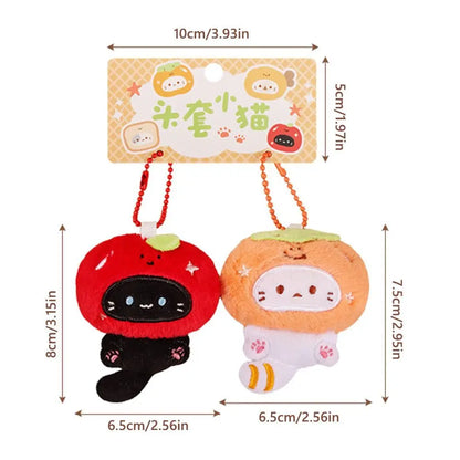 Plush Cat Keychain – Multicolor Couple Bag Charm