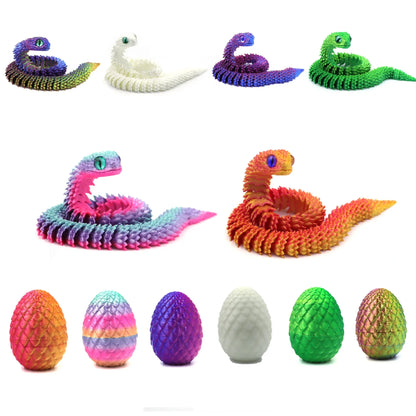 3D Printed Snake Toy – Movable Figure with Egg Ornament