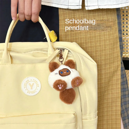 Plush Cat Keychain – Cute Backpack Pendant Charm
