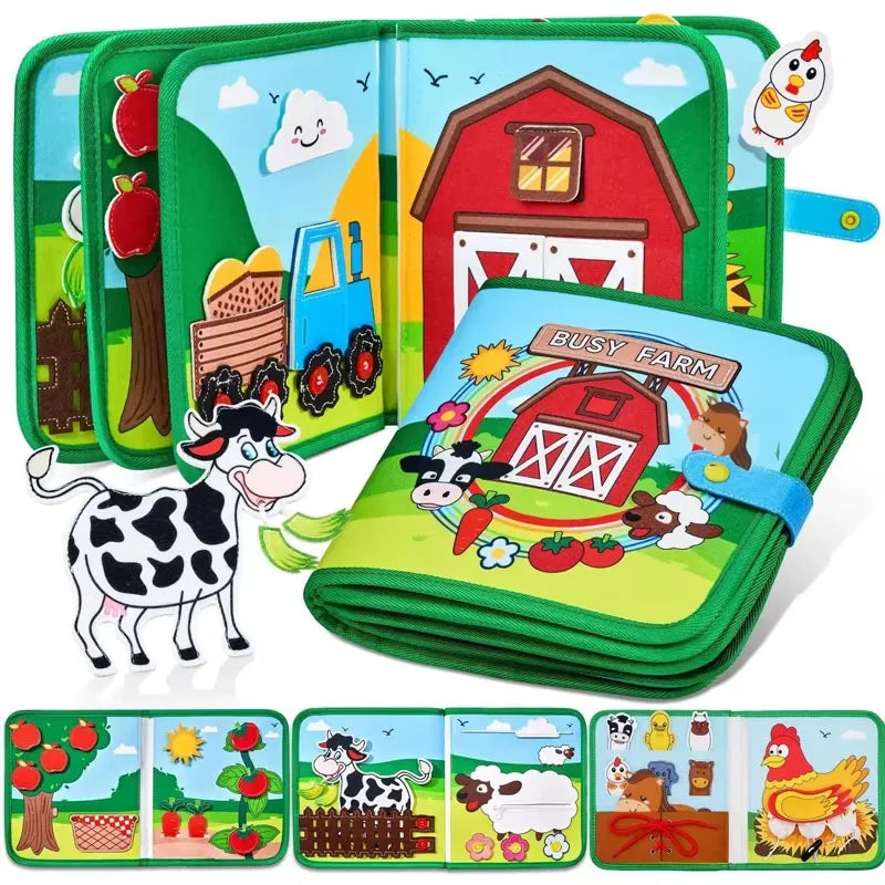 Montessori Busy Book – Farm Animal Activity Toy for Preschool Kids
