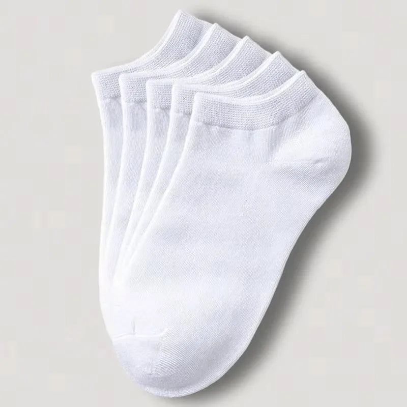 1-20pairs Wholesale Unisex Socks, Breathable Sports Socks, Solid Color Boat Socks, Comfortable Cotton Ankle Socks, White