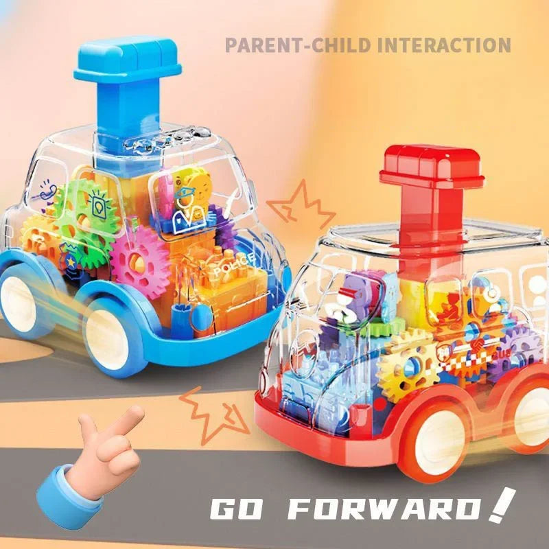 Transparent Gear Toy Car – Press and Go Inertial Vehicle