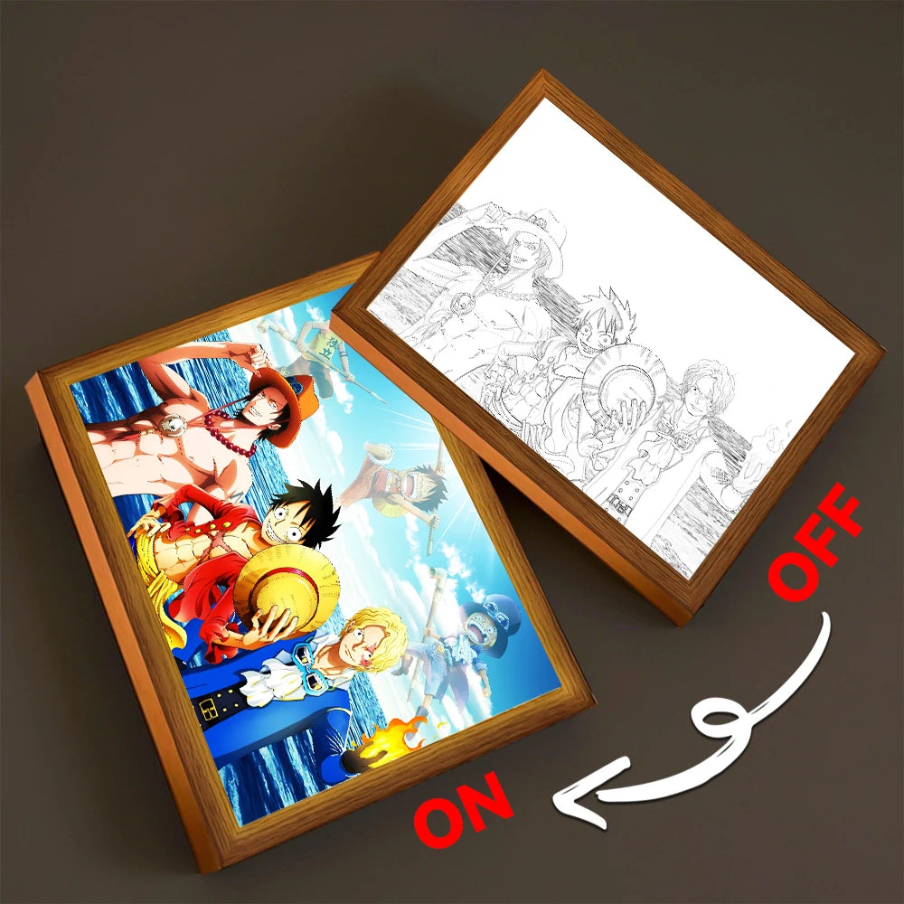 Anime Light Painting Photo Frame with 3-Color LED Night Light