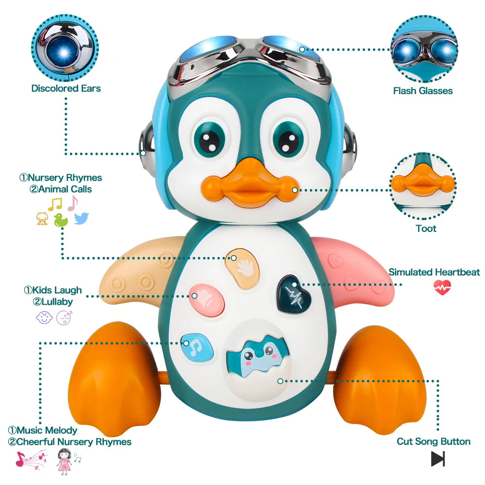 Musical Penguin Toy with Lights and Movement for Kids