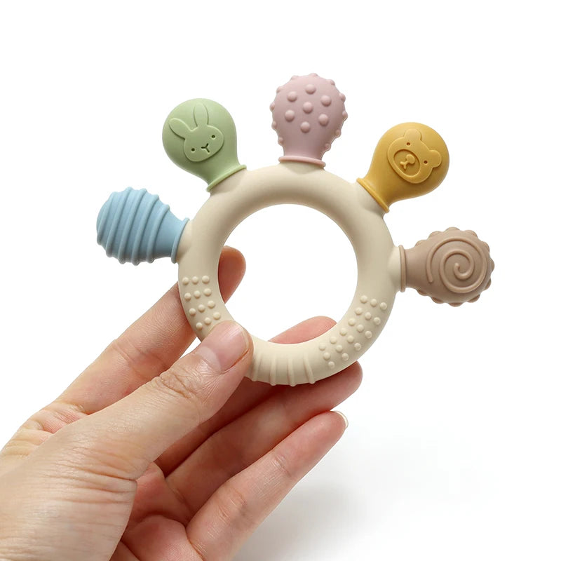Baby Ring Teether Multicolor Silicone Teething Toy