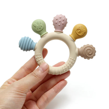Baby Ring Teether Multicolor Silicone Teething Toy