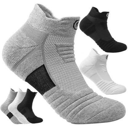 3 Pairs Breathable Mesh Athletic Terry Socks Cushioned Moisture-managing and Durable Reduces Foot for Running Hiking & Sports
