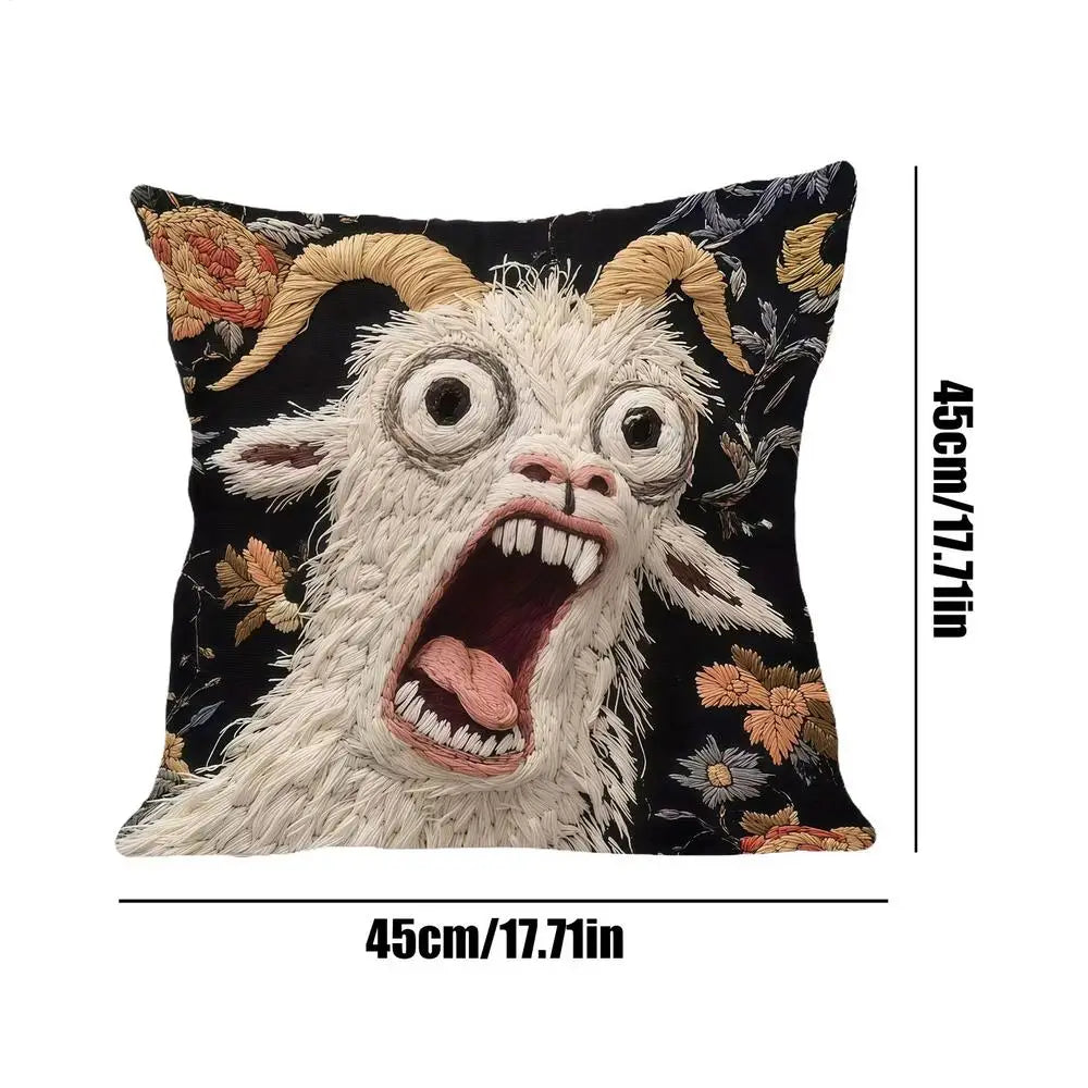 Goat Pillow Cover 45x45cm Funny Animal Decorative Throw Pillow Case