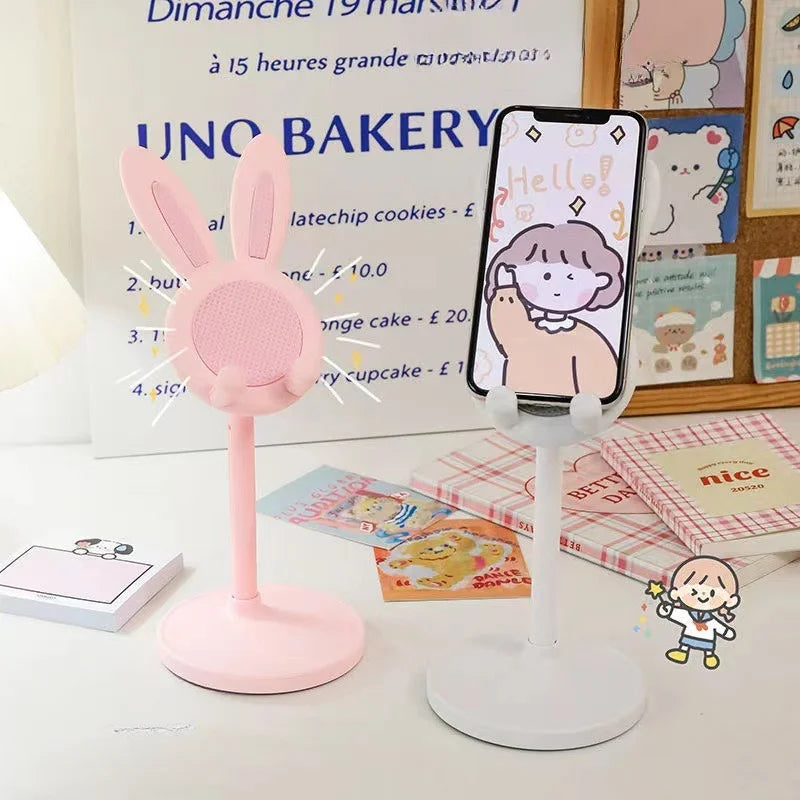 Adjustable Phone Stand – Cute Rabbit Desktop Holder for Phone & Tablet