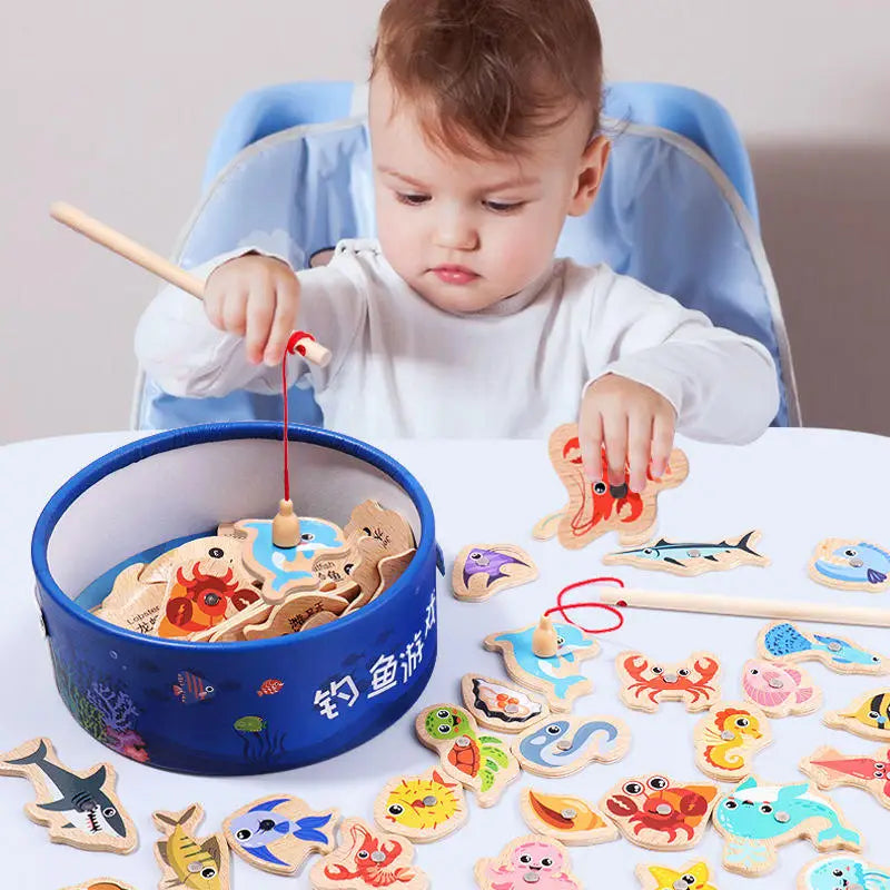Magnetic Fishing Game for Kids – Wooden Marine Life Learning Toy