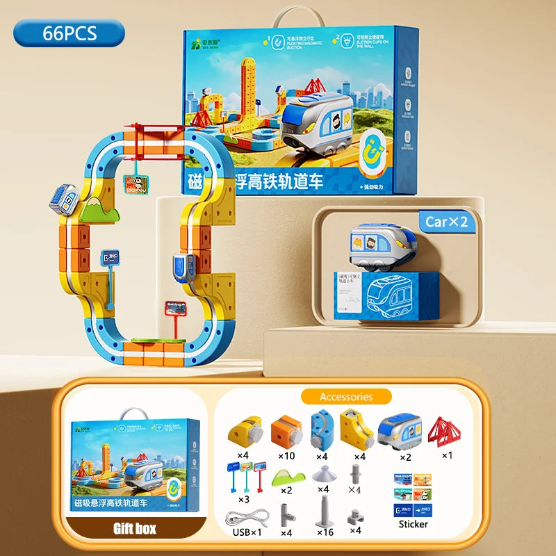Magnetic Train Toy with DIY Track for Creative Play