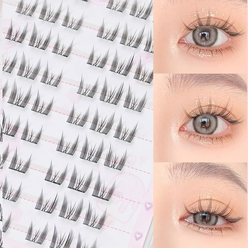 No Glue Needed Idol False Eyelashes Large Capacity 7-9mm Self Adhesive Eyelashes tweezers DIY Lash Extension Cluster Lashes