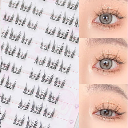 No Glue Needed Idol False Eyelashes Large Capacity 7-9mm Self Adhesive Eyelashes tweezers DIY Lash Extension Cluster Lashes