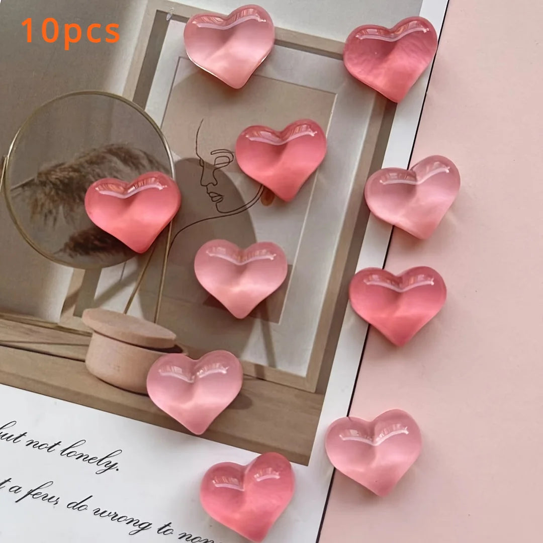Cartoon Fridge Magnets Set – 10PCS Cute Heart-Shaped Decorations