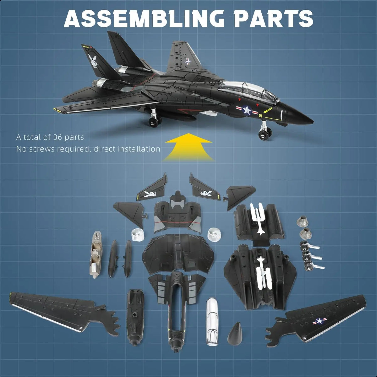 1:72 Scale Fighter Jet Model Kit with Display Stand