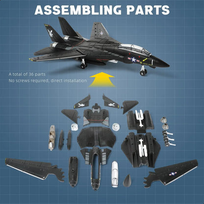 1:72 Scale Fighter Jet Model Kit with Display Stand