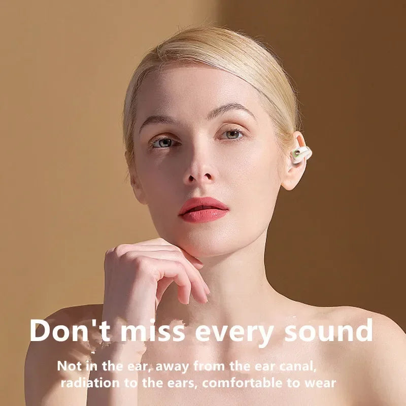 Open Ear Wireless Headphones with Clip-On Design and Microphone