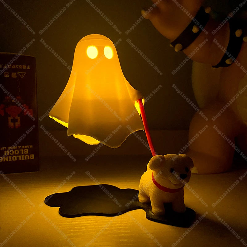 Cute Ghost LED Night Light with Dog Figure for Halloween Decor