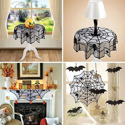 Halloween Spider Web Tablecloth – Black Lace Table Runner