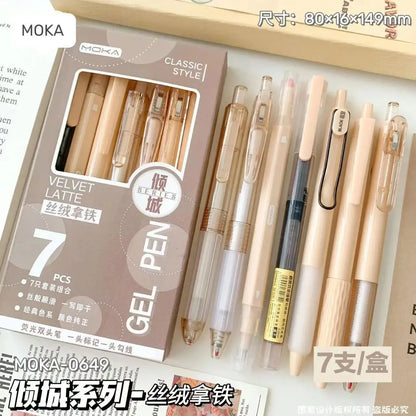 7pcs Gel Pens 0.5mm Black Retractable Pens for School & Exams