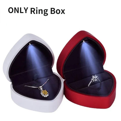 Heart Shaped Jewelry Box with LED Light for Ring & Proposal