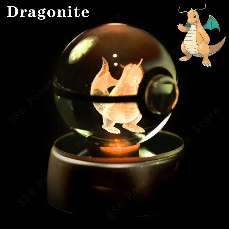 3D Crystal Ball Night Light – LED Glass Lamp with Colorful Base