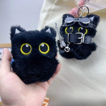 Black Cat Keychain Plush Cute Big Eye Cat Bag Charm Punk Style
