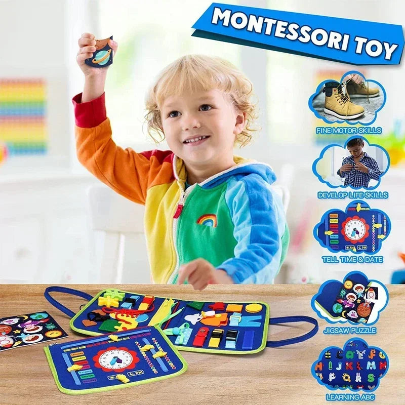 Montessori Busy Board – Felt Quiet Book for Toddlers