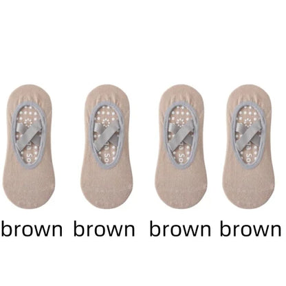 1/ 4Pair Professional Women Yoga Sock Silicone Anti-slip Ballet Pilates Socks Women Backless Breathable Bandage Yoga Sport Socks