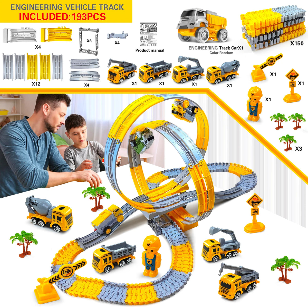 Dinosaur Race Track Toy Set – Flexible Track with Mini Car