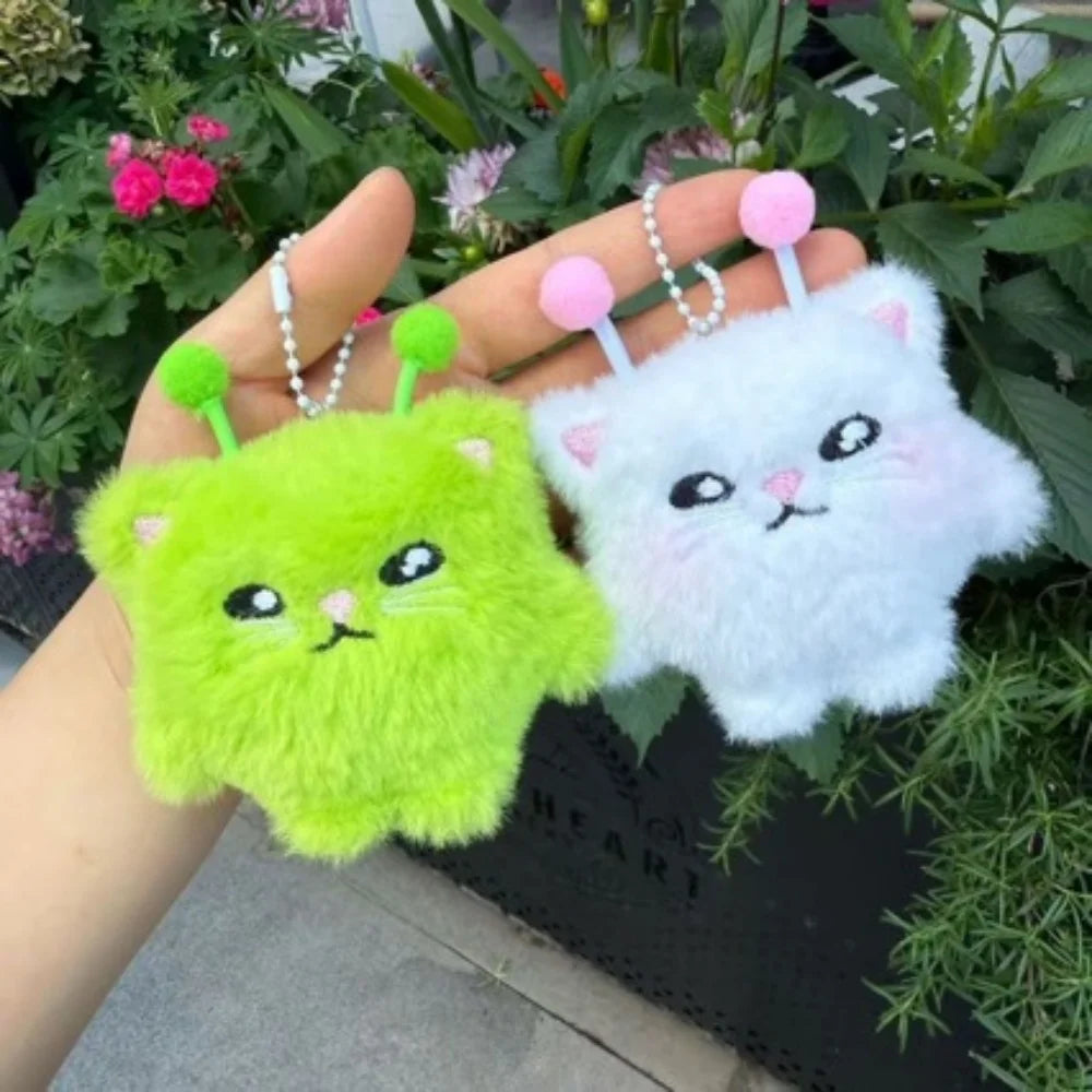 Cute Alien Cat Plush Keychain Set – 2-Piece Kawaii Cat Pendant