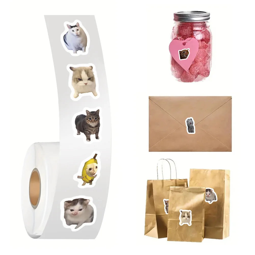 500pcs/roll Cartoon Meme Cat Stickers For School Reward Stickers Classroom Decoration Encouragement Sticker For Student Teacher