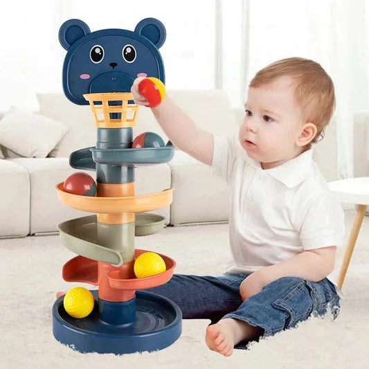 Montessori Rolling Ball Toy Baby Stacking Track Educational Game