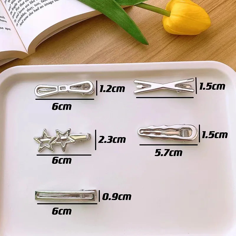 24-Piece Silver Metal Hair Clips Set for Women and Girls