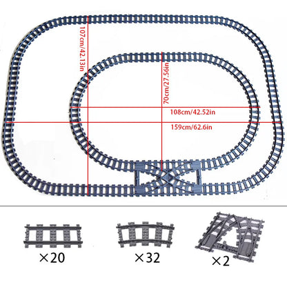Train Track Building Blocks DIY Railroad Set for Kids &amp; Adults