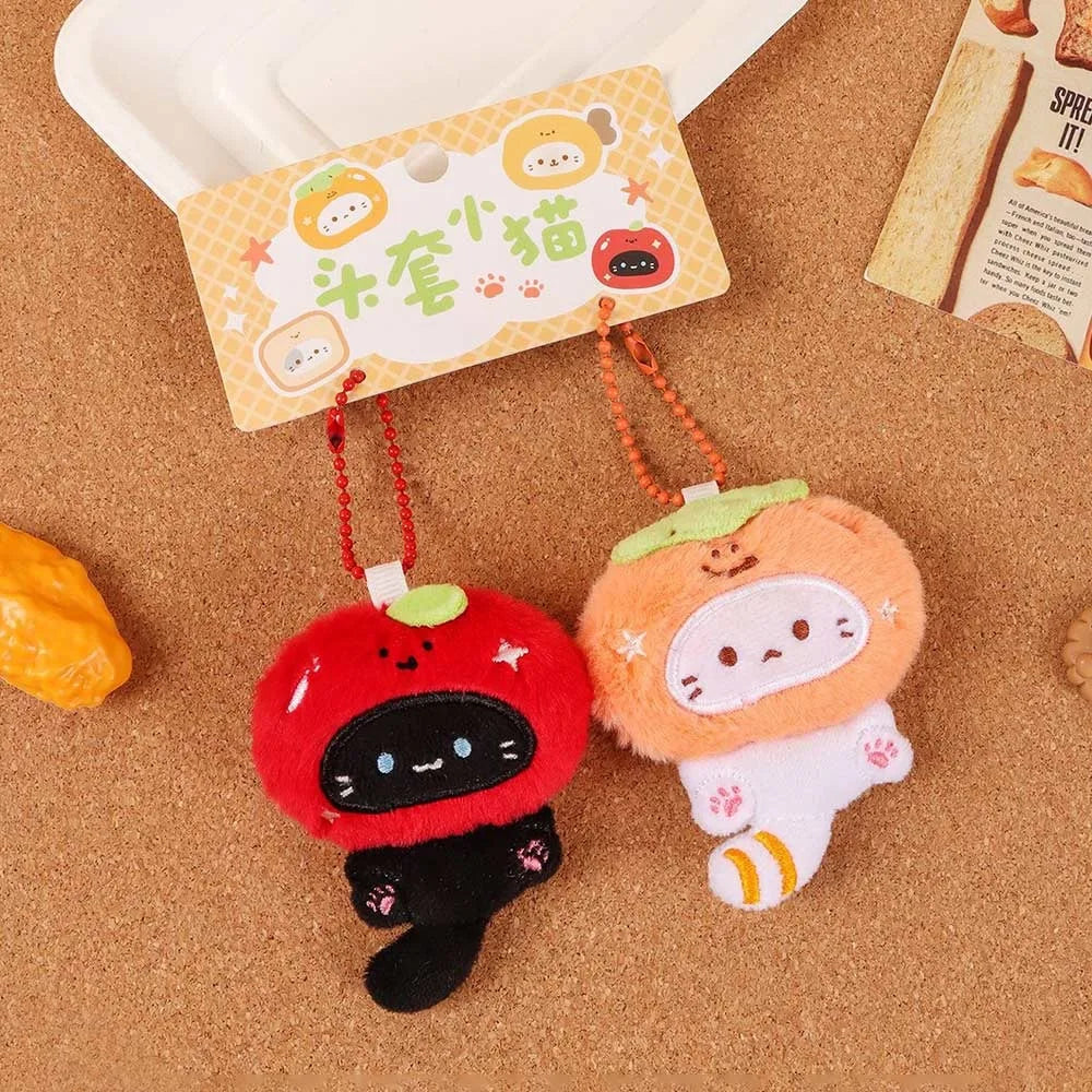 Plush Cat Keychain – Multicolor Couple Bag Charm