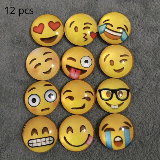 Smile Face Fridge Magnets – 12-Piece Round Decorative Set