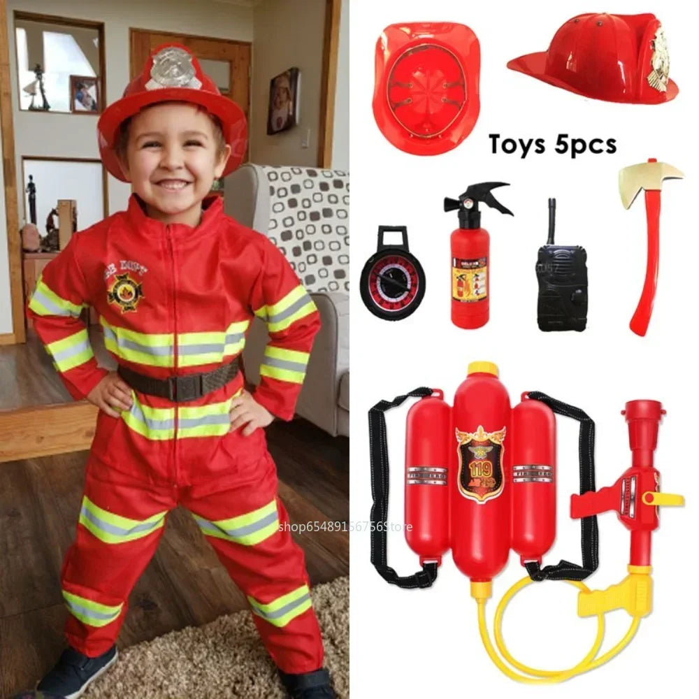 Firefighter Cosplay Costume Kids Uniform Set – Party Dress-Up