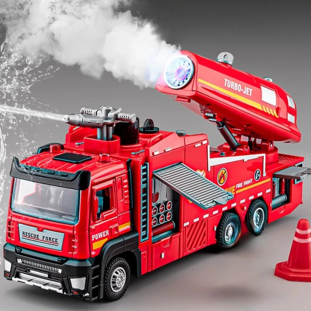1:32 Scale Fire Truck Model with Water Spray, Lights and Sound