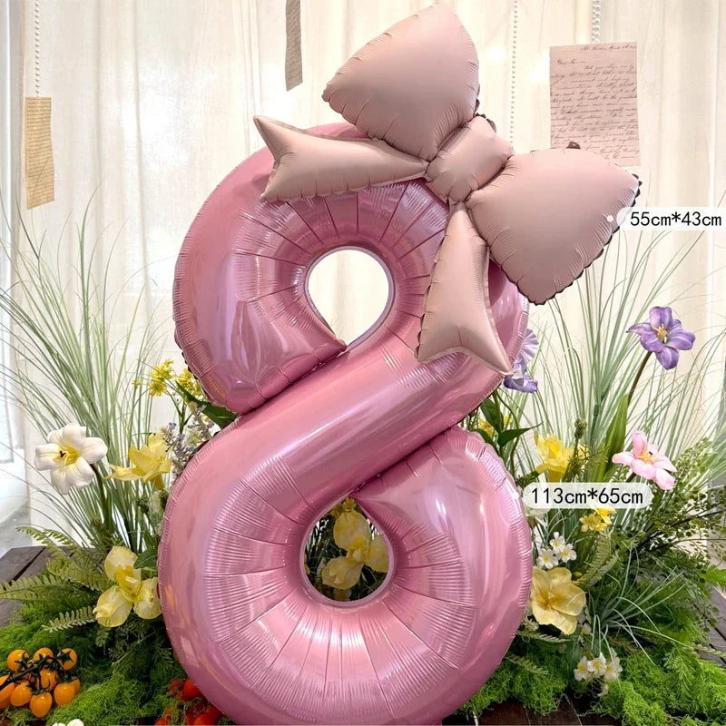 Pink Bow Balloons, 2-Pack 40-Inch Foil Party Decorations
